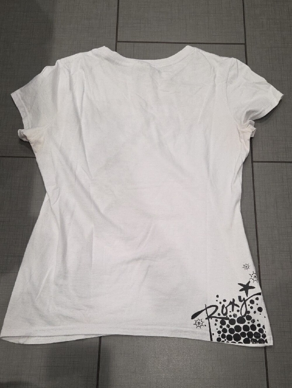 Roxy White Short-Sleeve Tee with Black Graphic Heart XL - Picture 3 of 4